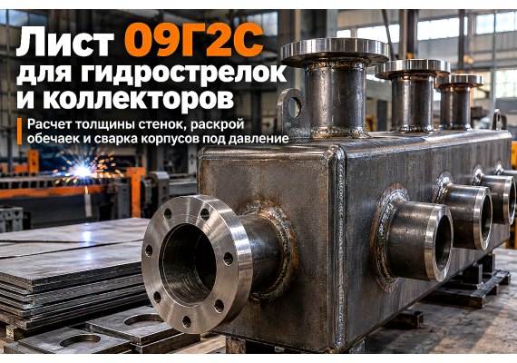 Лист горячекатаный для гидрострелок и распределительных коллекторов котельных: выбор стали 09Г2С, расчет толщины стенок и сварка в Алматы