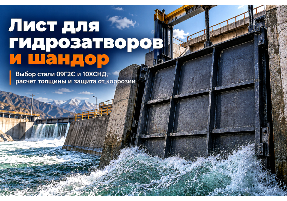 Лист горячекатаный для гидротехнических затворов и шандор: расчет нагрузок, выбор стали 09Г2С и защита от коррозии в Казахстане