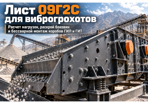 Лист горячекатаный для коробов вибрационных грохотов (ГИЛ, ГИТ, ГИС): выбор стали 09Г2С, расчет виброусталости, раскрой и бессварной монтаж