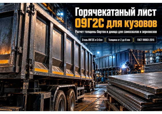 Лист горячекатаный для кузовов самосвальных прицепов и зерновозов: выбор стали 09Г2С, расчет толщины и гибка