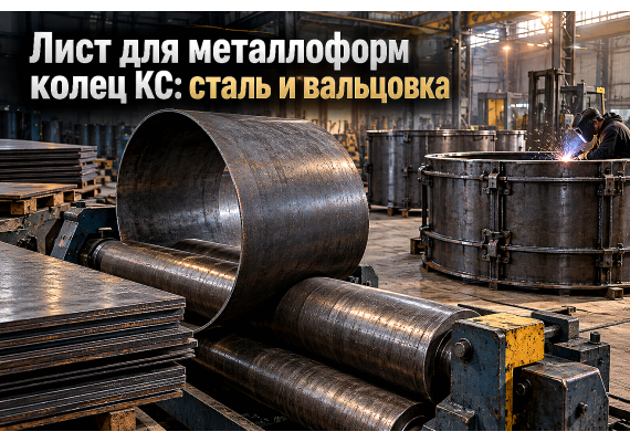 Лист горячекатаный для металлоформ колодезных колец (КС 10.9, КС 15.9, КС 20.9): выбор стали 09Г2С и Ст3сп, расчет толщины обечаек и вальцовка в Казахстане