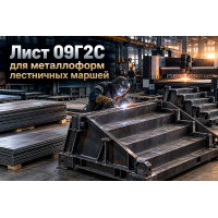 Лист горячекатный для металлоформ лестничных маршей и площадок (ЛМ, ЛП, ЛМП): выбор стали 09Г2С, расчет толщины и раскрой Лист горячекатный для металлоформ лестничных маршей и площадок (ЛМ, ЛП, ЛМП): выбор стали 09Г2С, расчет толщины и раскрой