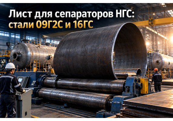 Лист горячекатаный для нефтегазовых сепараторов НГС и факельных емкостей: выбор стали 09Г2С и 16ГС, расчет толщины и вальцовка