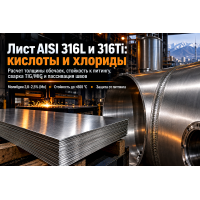Лист нержавеющий кислотостойкий AISI 316L и AISI 316Ti: выбор толщины, стойкость к кислотам и хлоридам, сварка и пассивация в Казахстане