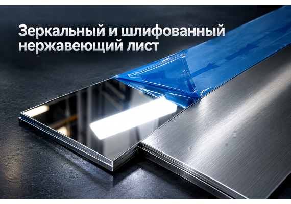 Лист нержавеющий зеркальный и шлифованный: выбор стали AISI 304/430, лазерный раскрой в пленке и монтаж