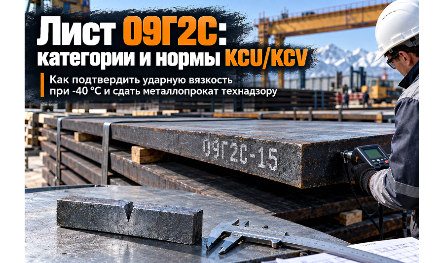 Лист низколегированный 09Г2С категорий 6, 12, 15: выбор стали, нормы KCU/KCV при -40 °C и сдача технадзору