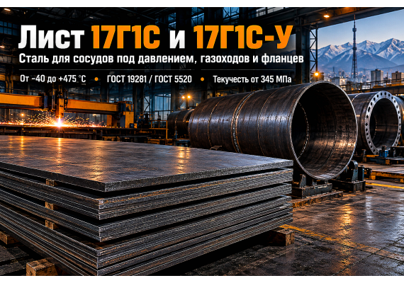 Лист низколегированный 17Г1С и 17Г1С-У: выбор для сварных сосудов, газоходов и фланцев под давлением в Казахстане