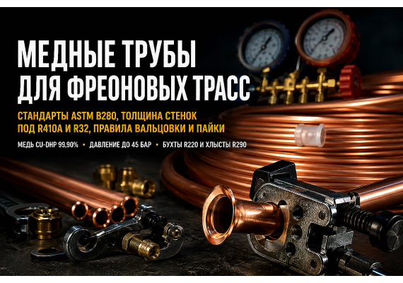 Медная труба для кондиционеров и фреона: размеры, толщина стенки, стандарты и монтаж