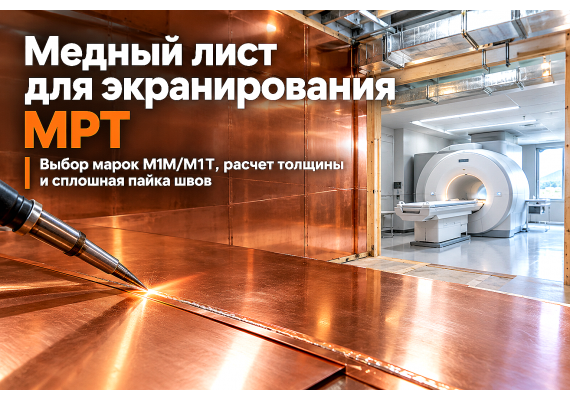 Медный лист для экранирования помещений (МРТ, серверных, лабораторий): выбор марки М1, расчет толщины, пайка швов и монтаж клетки Фарадея в Казахстане