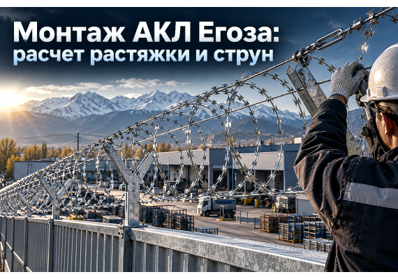 Монтаж спирального барьера АКЛ Егоза: расчет растяжки бухт, кронштейны и натяжение струн