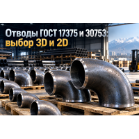 Отводы крутоизогнутые ГОСТ 17375-2001 и ГОСТ 30753-2001: как выбрать между типами 3D и 2D, сталями 20 и 09Г2С, исполнением 1 и 2 в Алматы