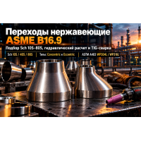 Переходы нержавеющие конические ASME B16.9 (Sch 10S–80S): выбор калибров, расчет перепада давления и сварка в Казахстане