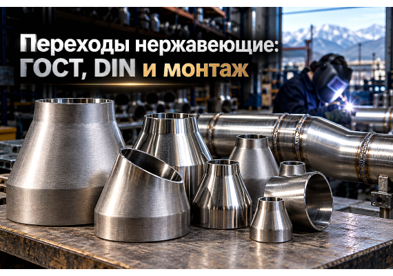 Переходы нержавеющие приварные: выбор по ГОСТ 17378 и DIN 11852, расчет толщины стенки и монтаж в Казахстане
