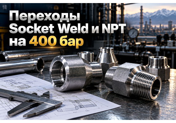 Переходы нержавеющие высокого давления Socket Weld и резьбовые: выбор стали AISI 316L, расчет давления до 400 бар и монтаж