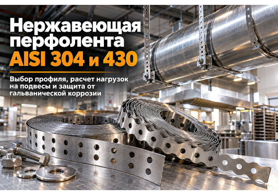 Перфолента нержавеющая монтажная AISI 304 и AISI 430: выбор типов, расчет нагрузок на подвесы и монтаж
