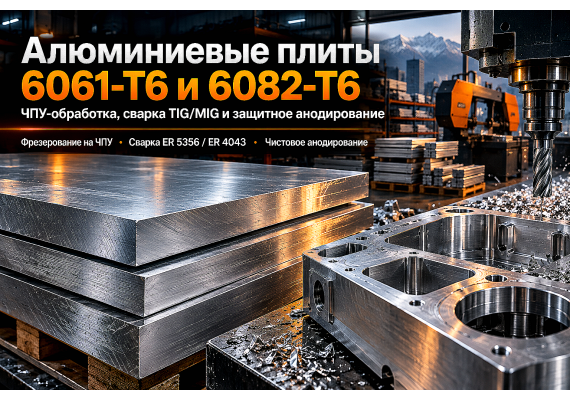 Алюминиевые плиты 6061-T6 и 6082-T6: выбор конструкционного сплава, фрезерование на ЧПУ, сварка и анодирование в Казахстане