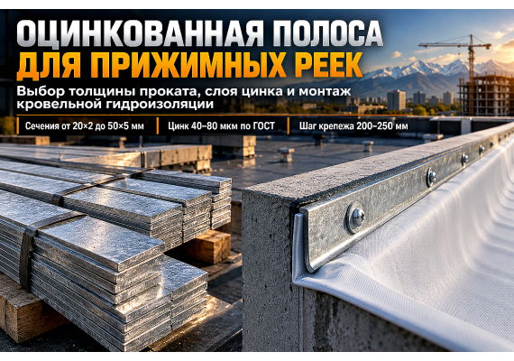 Полоса оцинкованная для прижимных реек и парапетов: выбор толщины, цинкования и монтаж гидроизоляции в Алматы
