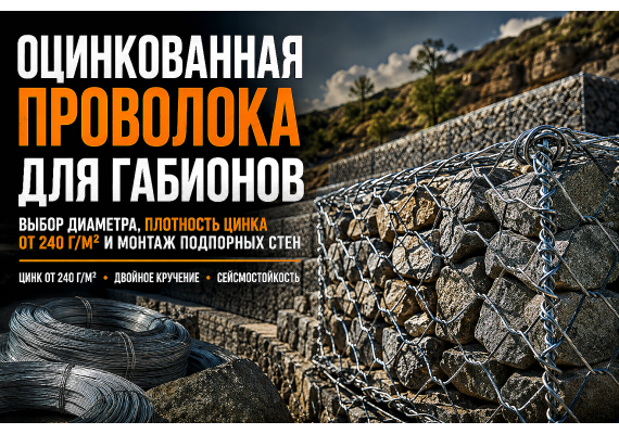 Оцинкованная проволока для габионов: плотность цинкования, выбор диаметра и монтаж подпорных стен в Алматы