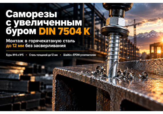 Саморезы по металлу с увеличенным сверлом (DIN 7504 K): как крепить конструкции к стали до 12 мм без предварительного сверления