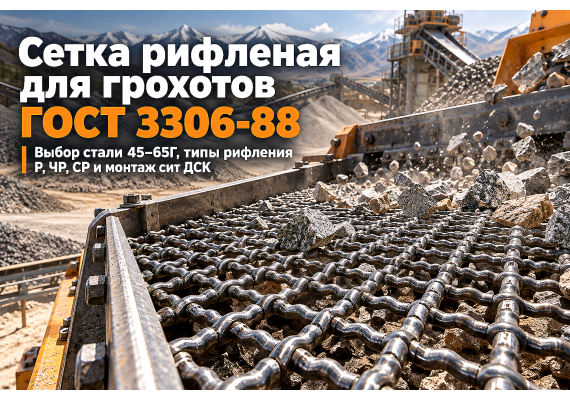 Сетка рифленая для грохотов ГОСТ 3306-88: выбор проволоки, расчет ячеек и монтаж сит ДСК в Казахстане