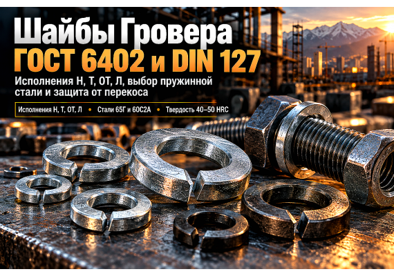 Шайба пружинная гровер ГОСТ 6402-70 и DIN 127: выбор исполнений (Н, Т, ОТ, Л), расчет упругости и монтаж в Алматы