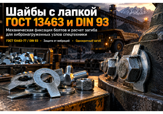 Шайбы стопорные с лапкой ГОСТ 13463-77 и DIN 93: выбор, расчет загиба и фиксация болтов в спецтехнике