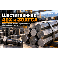 Шестигранник горячекатаный 40Х и 30ХГСА: выбор легированной стали, термообработка и изготовление высокопрочного крепежа в Казахстане