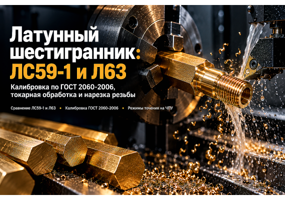 Шестигранник латунный ЛС59-1 и Л63: выбор калибровки, обработка на ЧПУ и нарезка резьбы
