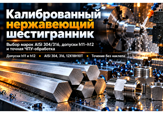 Шестигранник нержавеющий калиброванный: выбор стали AISI 304/316 и 12Х18Н10Т, допуски по ГОСТ 8560-78 и точение на ЧПУ без наклепа