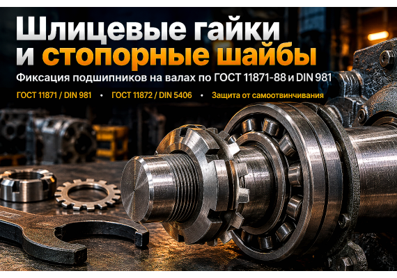 Шлицевые гайки и многолапчатые шайбы: выбор по ГОСТ 11871-88 и DIN 981 для фиксации подшипников на валах