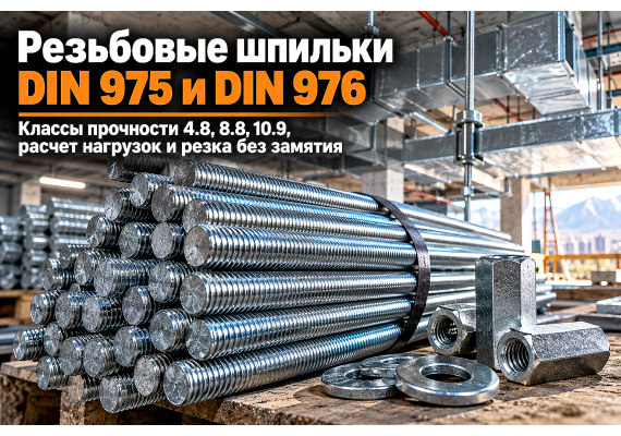 Шпилька резьбовая оцинкованная DIN 975 и DIN 976 (М6–М36): выбор класса прочности, расчет нагрузок на подвесы и резка