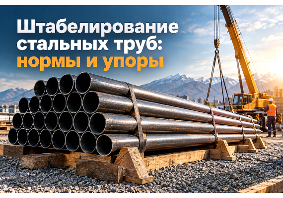 Штабелирование и складирование стальных труб на объекте: расчет высоты штабелей, упоры против раскатывания и безопасность в Казахстане