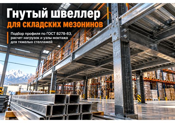 Гнутый швеллер для складских мезонинов и стеллажей: выбор сечения, расчёт и узлы