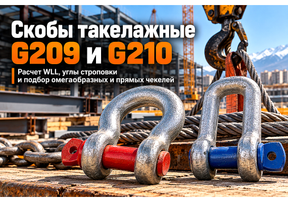 Скобы такелажные G209 и G210: выбор грузоподъемности WLL, углы строповки и правила безопасности