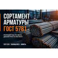 Сортамент арматуры по ГОСТ 5781: диаметры, вес и длина прутков