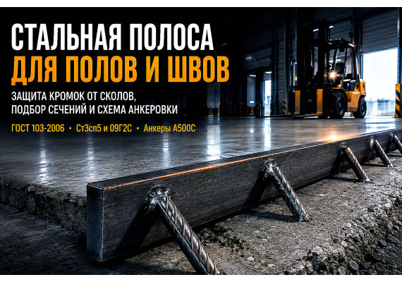 Стальная горячекатаная полоса для деформационных швов и обрамления бетонных полов: выбор сечения, анкеровка и монтаж