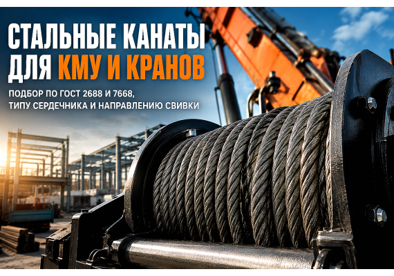 Стальной канат для КМУ и автокранов: выбор ГОСТ 2688 и 7668, направление свивки, сердечник и замена троса