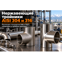 Тройники нержавеющие AISI 304 и AISI 316: выбор равнопроходных и переходных типов, стандарты DIN/ГОСТ и монтаж в Казахстане
