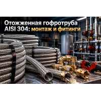 Труба гофрированная нержавеющая отожженная в бухтах: выбор стали AISI 304, латунных фитингов и монтаж для котельных и пожаротушения
