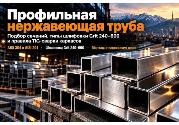 Профильная нержавеющая труба AISI 304 и AISI 201: как выбрать сечение, поверхность и смонтировать каркас в Алматы