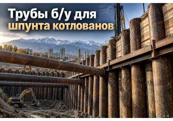 Трубы б/у для шпунтового ограждения котлованов: выбор диаметра, толщины стенки и монтаж распорных систем в Алматы