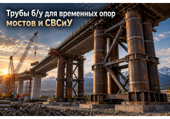 Трубы б/у для временных опор мостов и СВСиУ: выбор диаметра, расчет на устойчивость и дефектовка в Казахстане