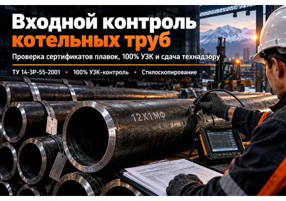 Входной контроль и закупка котельных труб по ТУ 14-3Р-55-2001: проверка сертификатов плавок, УЗК и сдача технадзору в Казахстане