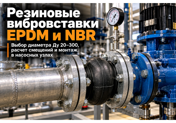 Вибровставки резиновые фланцевые (антивибрационные компенсаторы EPDM/NBR): выбор, расчет и монтаж в насосных узлах