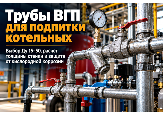 Водогазопроводные трубы ГОСТ 3262-75 для автоматических узлов подпитки котельных: выбор Ду 15–50, защита от кислородной коррозии и монтаж