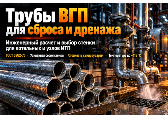 Водогазопроводные трубы ГОСТ 3262-75 для дренажных линий, сброса и продувки в ИТП и котельных