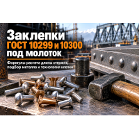 Заклепки цельнометаллические под молоток ГОСТ 10299-80 и ГОСТ 10300-80: выбор металла, расчет длины стержня и правила клепки