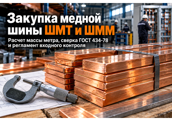 Закупка медной шины (ШМТ/ШММ): расчет веса, проверка ГОСТ 434-78 и входной контроль для щитового производства
