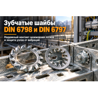 Зубчатые контактные шайбы DIN 6798 и DIN 6797: выбор для заземления лотков, шкафов ВРУ и защиты от вибраций