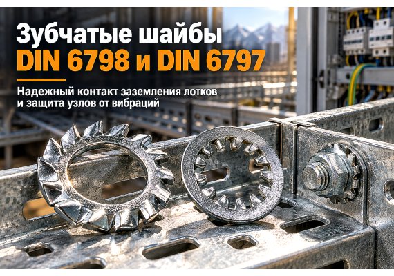 Зубчатые контактные шайбы DIN 6798 и DIN 6797: выбор для заземления лотков, шкафов ВРУ и защиты от вибраций